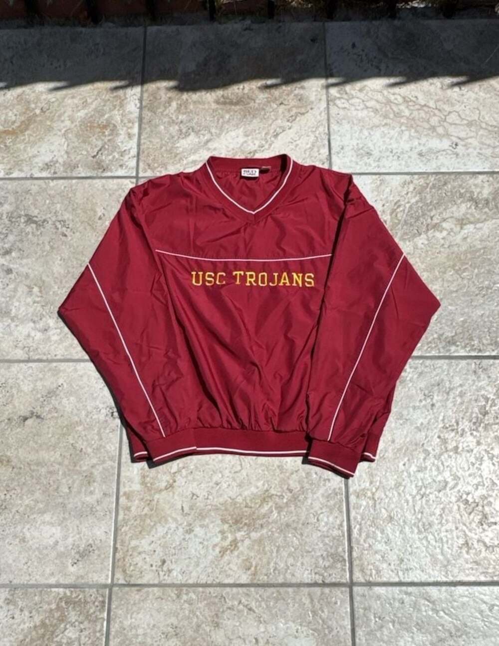 Vintage Red Oak Sports Wear USC Trojans V-Neck Pullover Windbreaker Jacket